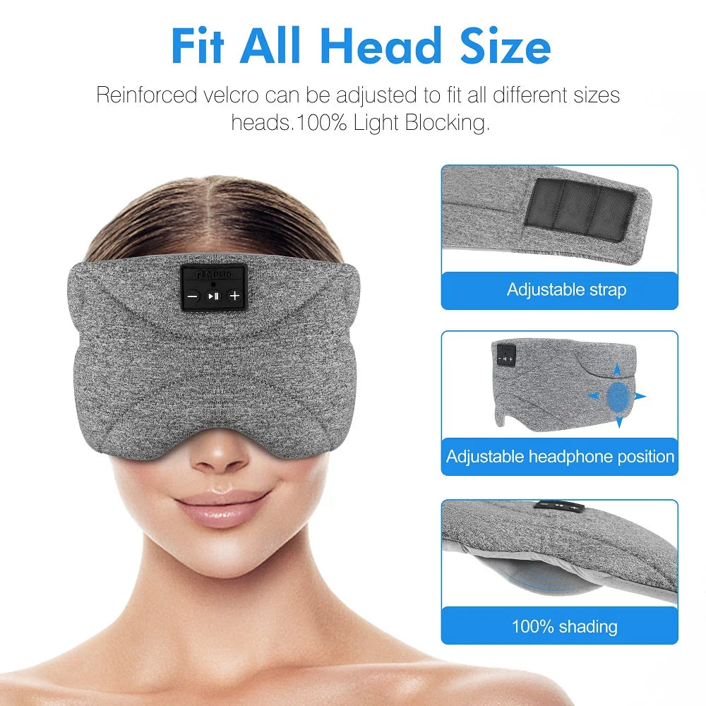 Cotton Sleeping Eye Cover Travel Music Headsets Handsfree Bluetooth Sleep Eye Mask Wireless Headphones 3D Folder Tidesmit