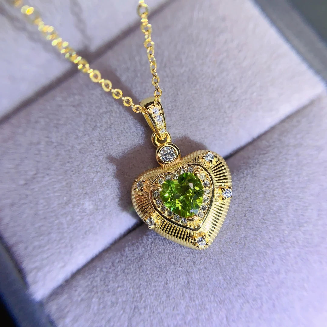 Good Price 925 Sterling Silver Natural Peridot Pendant Fashionable Gift for Women Gold Plated OEM/ODM