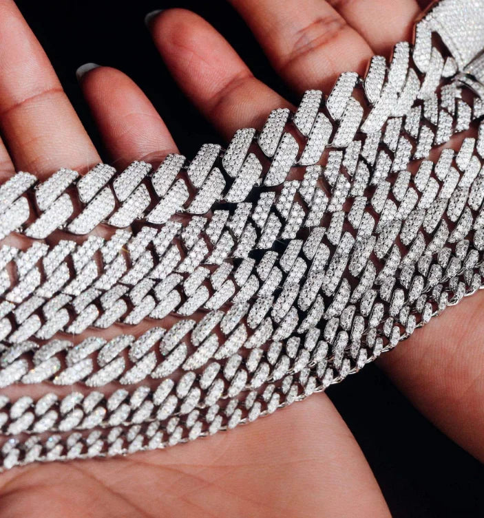 2rows 8mm 10mm 12mm 15mm S925 Silver GRA Moissanite Necklace  Bracelet  Mans Hiphop Cuban Link Chain for Fashion Jewelry