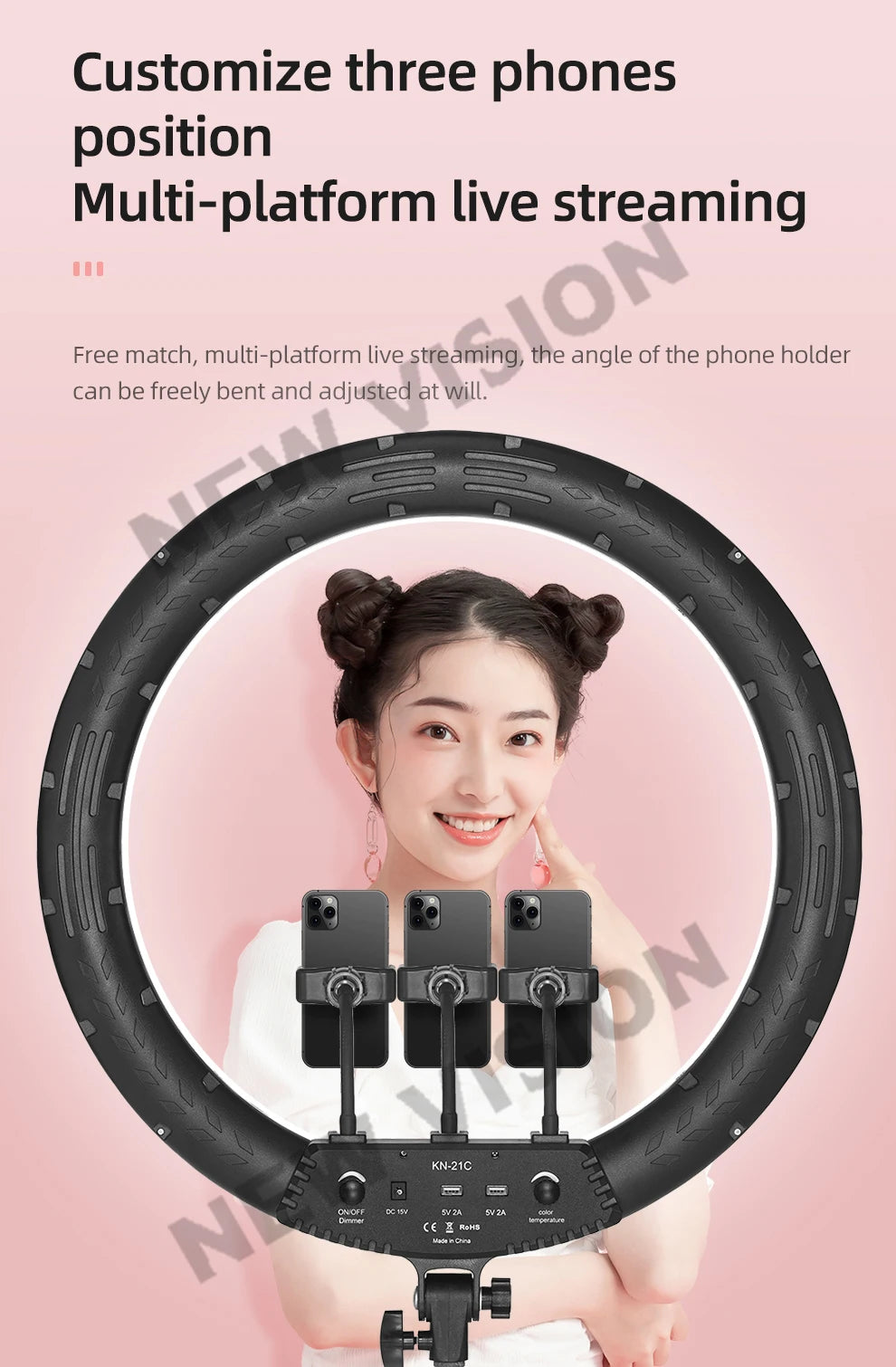 18 Inch LED Ring Light with Remote - Bi-Color Content Creation Kit Tidesmit