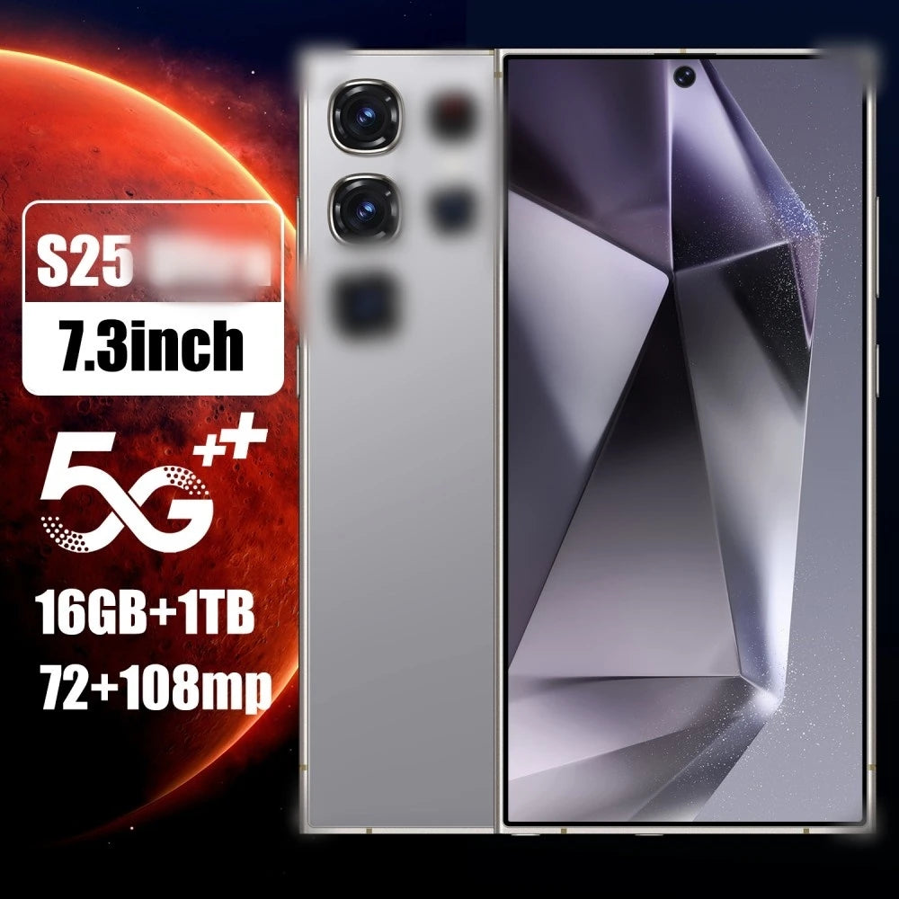 Hot Selling RTS S25 Original 16gb+1tb 72MP+108MP Face Unlock Full Display Android 14 Cell Phone Smart Mobile Phone 7.3inch Tidesmit