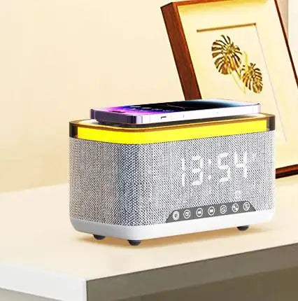 15W Wireless Fast Charger RGB Night Light Temperature Time Digital Alarm Clock Portable Multifunction Bluetooth Charging Speaker Tidesmit