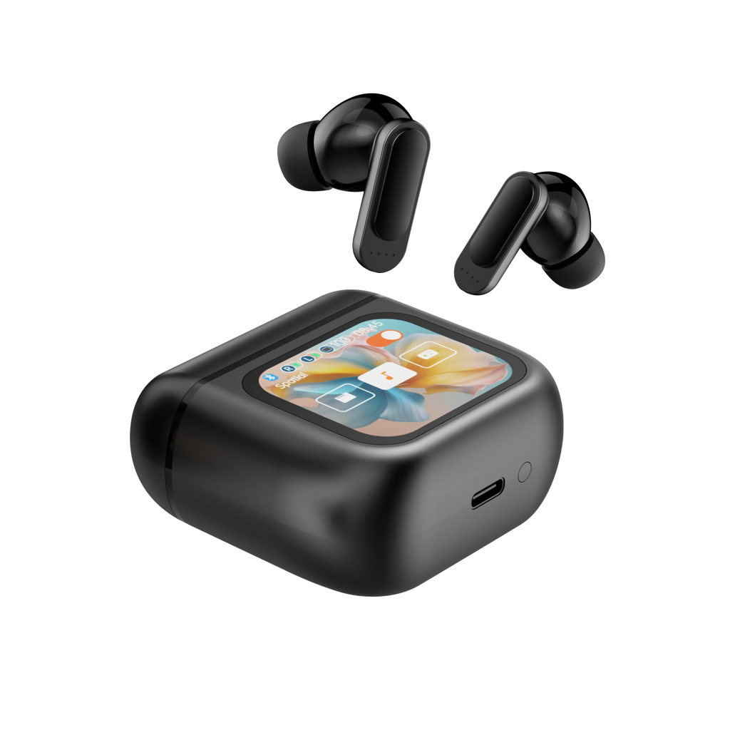 Newly Designed Anc Enc Tws Earphones with Digital LCD Touch Screen Wireless in Ear Headphones, Generation Pod TWS Earbuds Tidesmit
