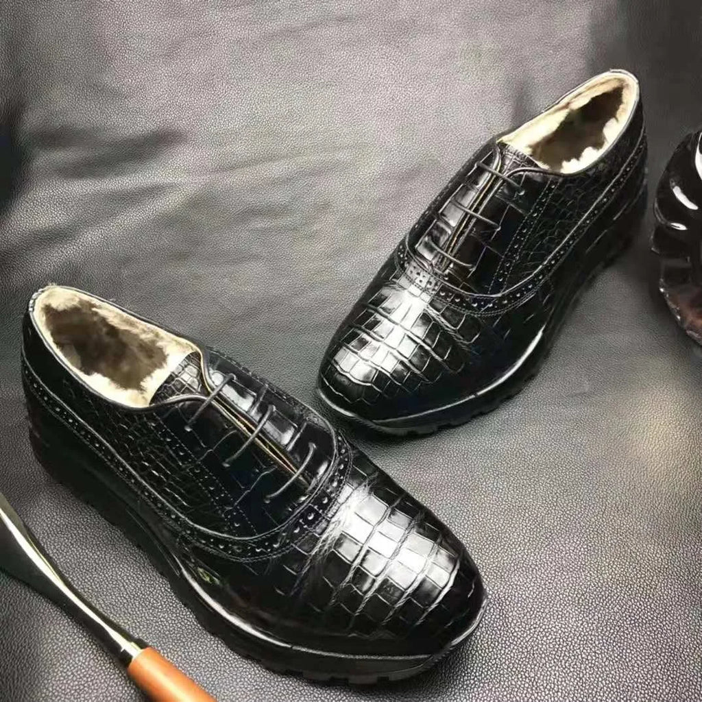 Customized Luxury Men's Sneakers Shoes Pure Crocodile Leather Sepatu Walking Style Shoes Alligator Winter Snow Office Shoes Men