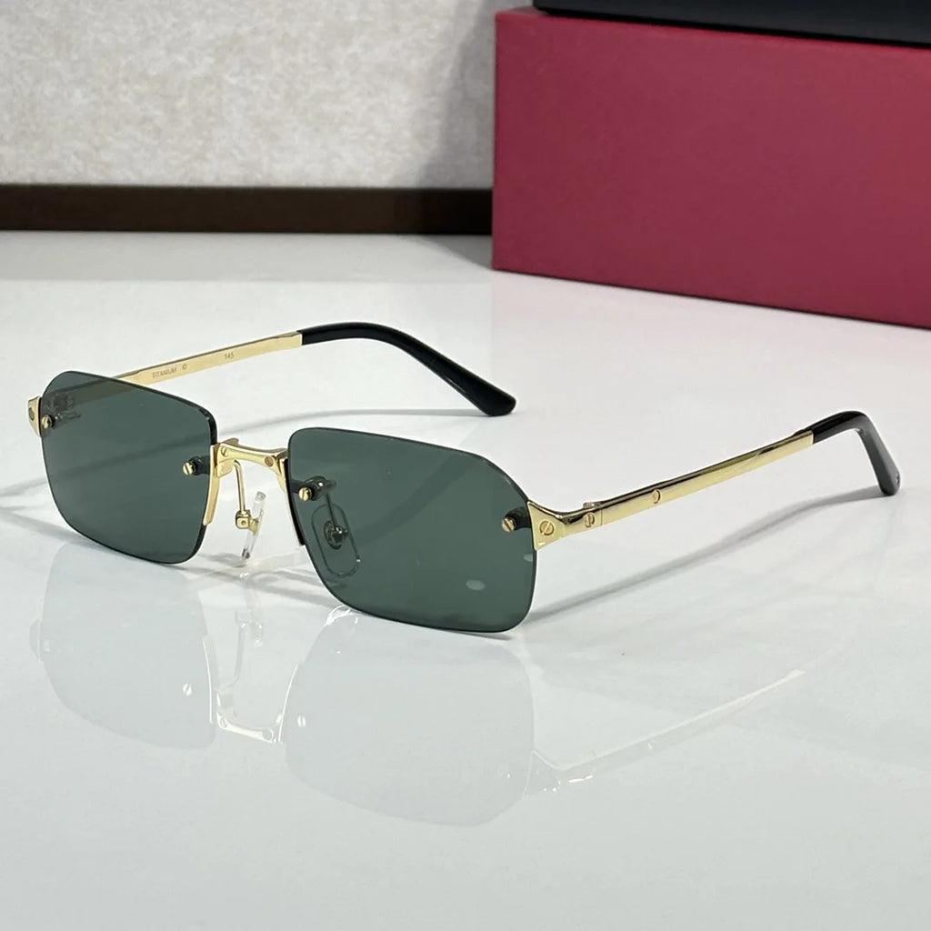 Luxury Fashion Designer Polygonal Frameless Sunglasses, Comfortable Light Metal Frame, High-quality Glasses with UV400 Lenses