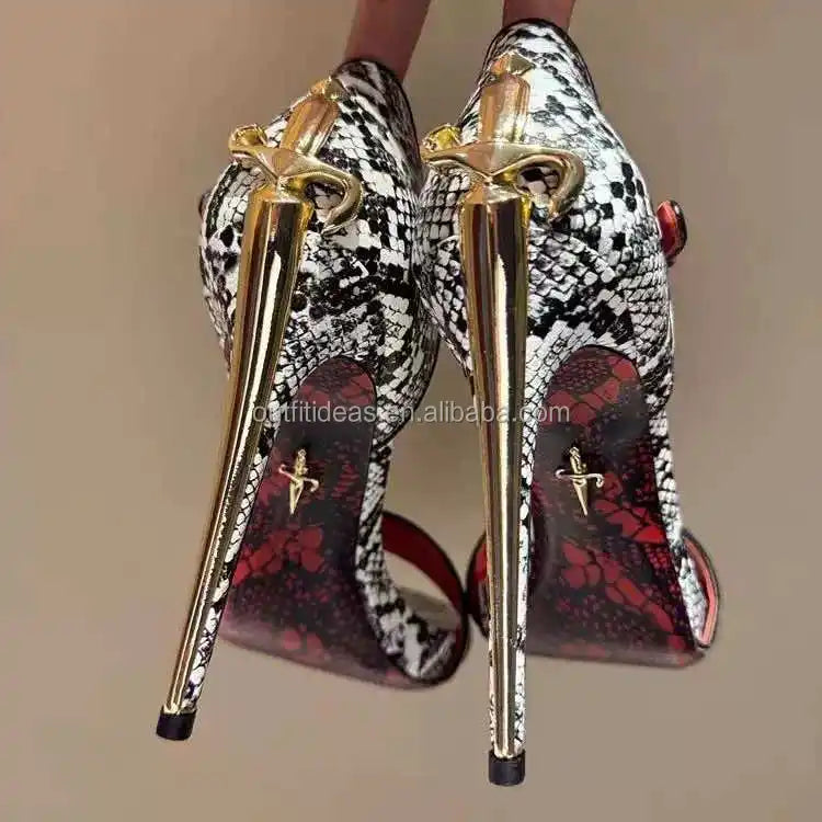 Luxury Leather Heels With Logo Top Quality Design Gold Sharp Dagger Pumps in Black Cesare Paciot High Heels Sharp Dagger Pumps