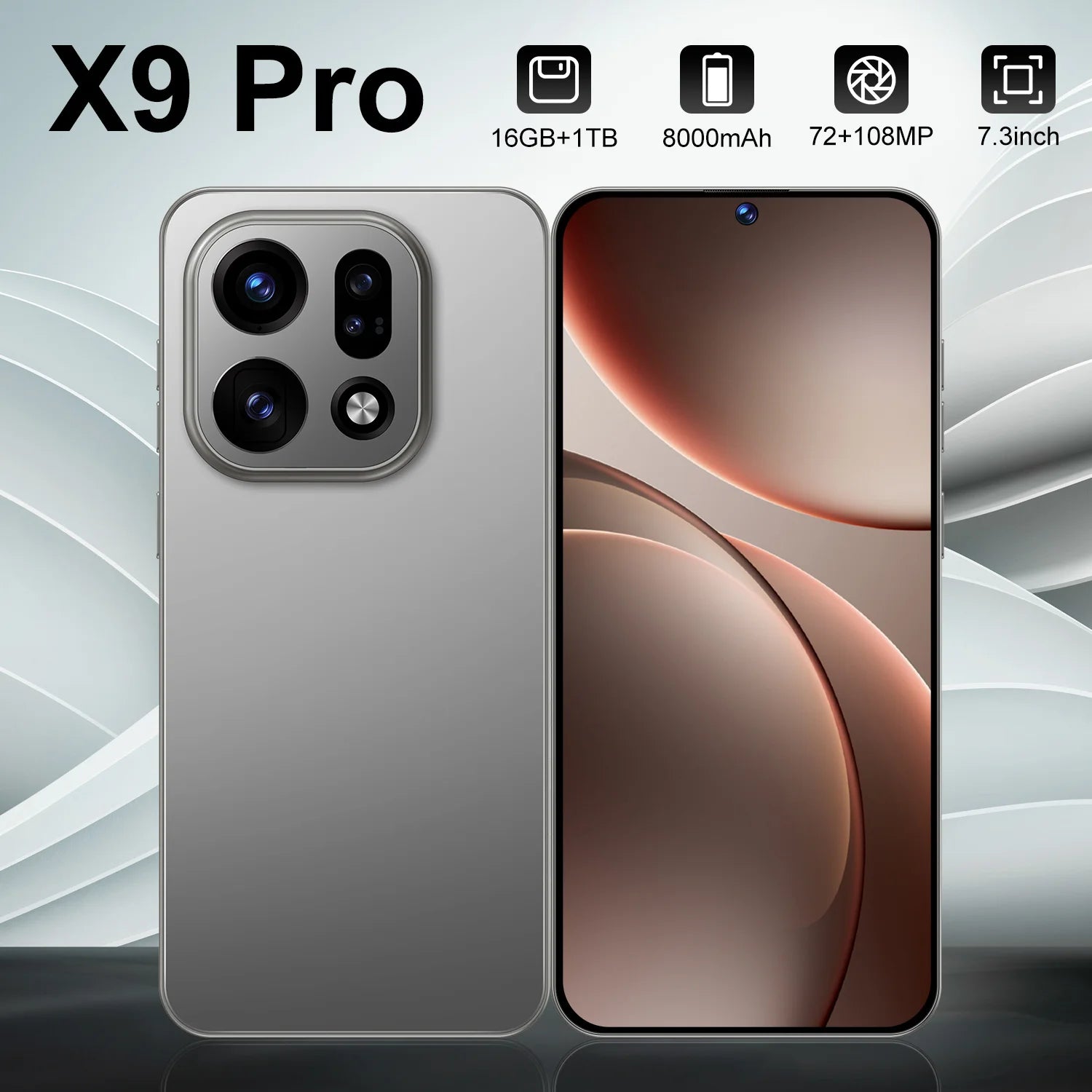 Tidesmit X9 Pro 5G smartphone with 1440x3040 HD display, high RAM and storage, factory unlocked global version