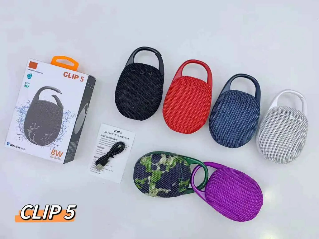 Clip5 Mini Portable Wireless BT Speaker 5W Bass Outdoor Sport Speaker Home Gift Clip4 Mini Boombox Speakers With Hook My Store