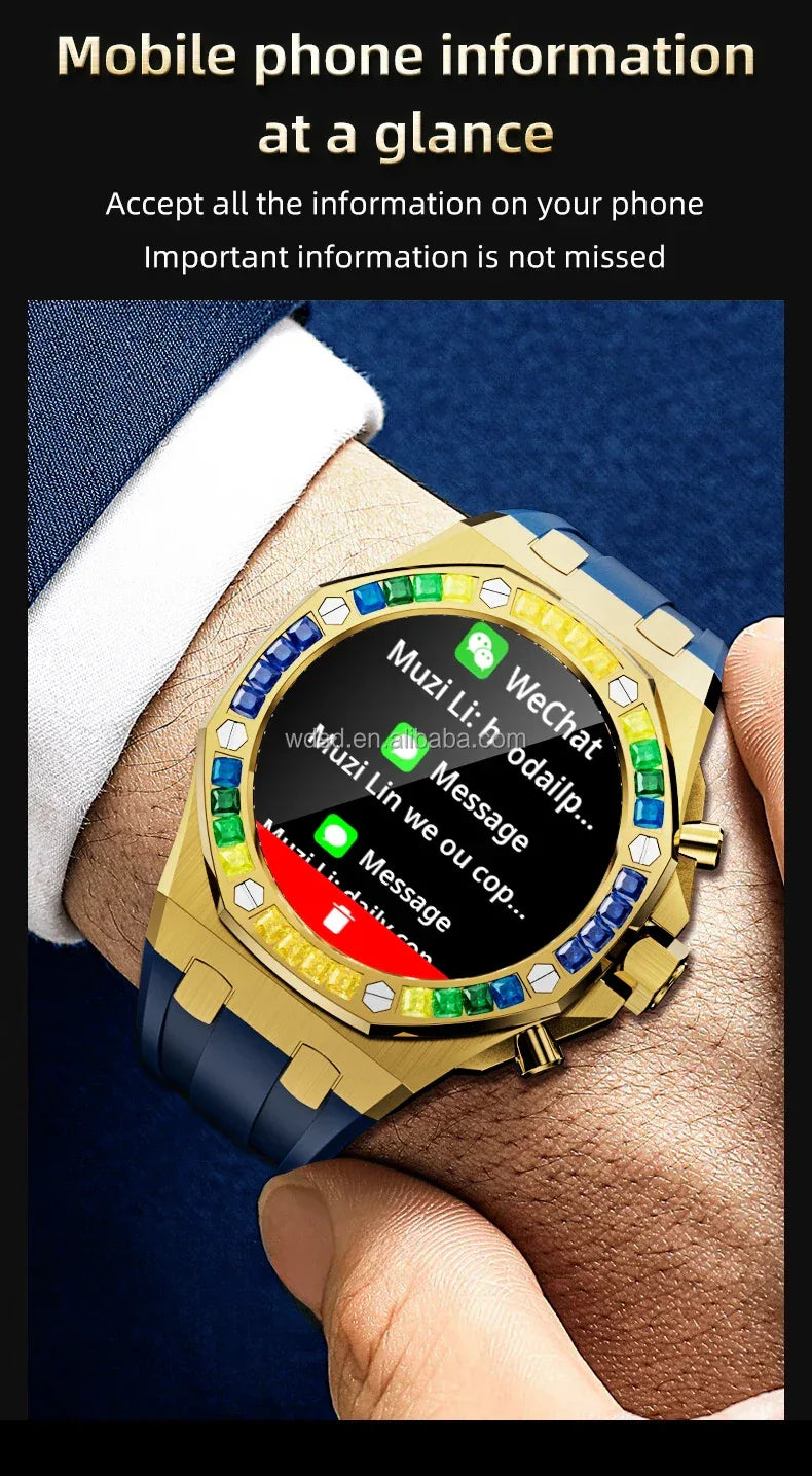 Wedtserha Classic Men's Business Smart Watch BT Call GPS Navigation Heart Rate Monitor Sports Fitness Tracker for AW47 - Tidesmit