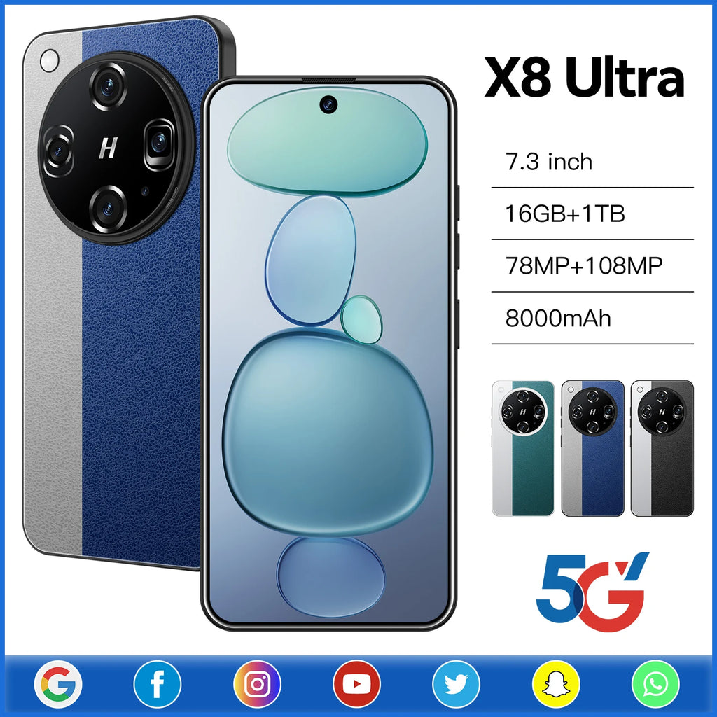 5G Smartphone 16GB RAM 1TB Storage 7.3 Inch HD AMOLED Display Tidesmit