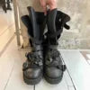 2023-24AW Pour Homme Yohji Yama Boots Adjustable Buckle Straps Genuine Leather Calfskin Unisex Men Black Ankle Distressed Boots