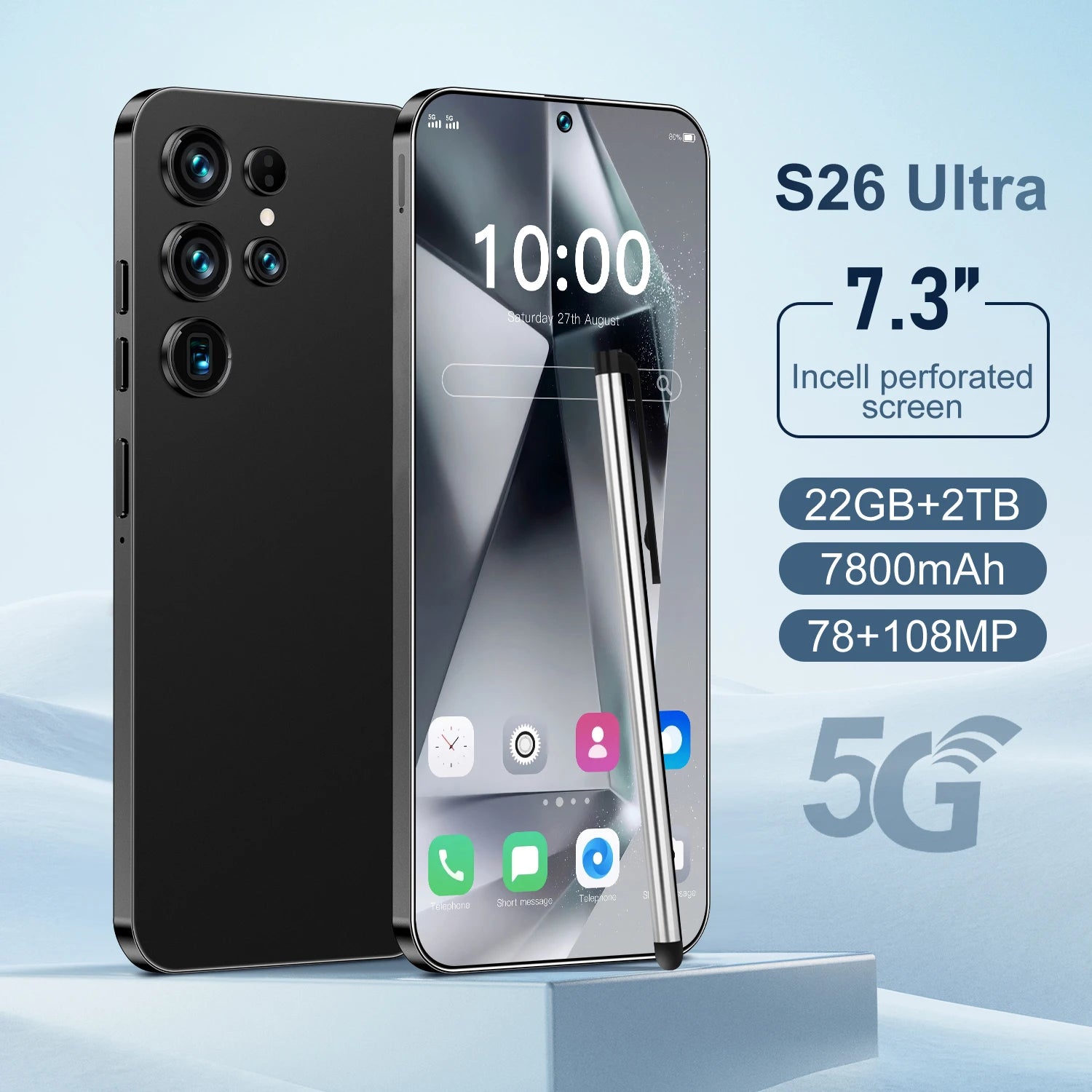 2025 New Original Phones S26 ultra 5g Smartphones 22GB+2TB 5G Dual SIM Cellphone Mobile Phone Face Unlock Android 14 5G Phone Tidesmit