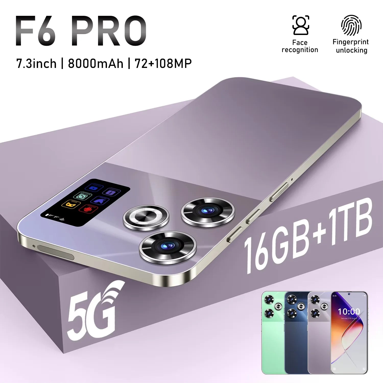 5G Android 14 Smartphone 7.3-Inch 108MP 1TB Storage Gray Tidesmit