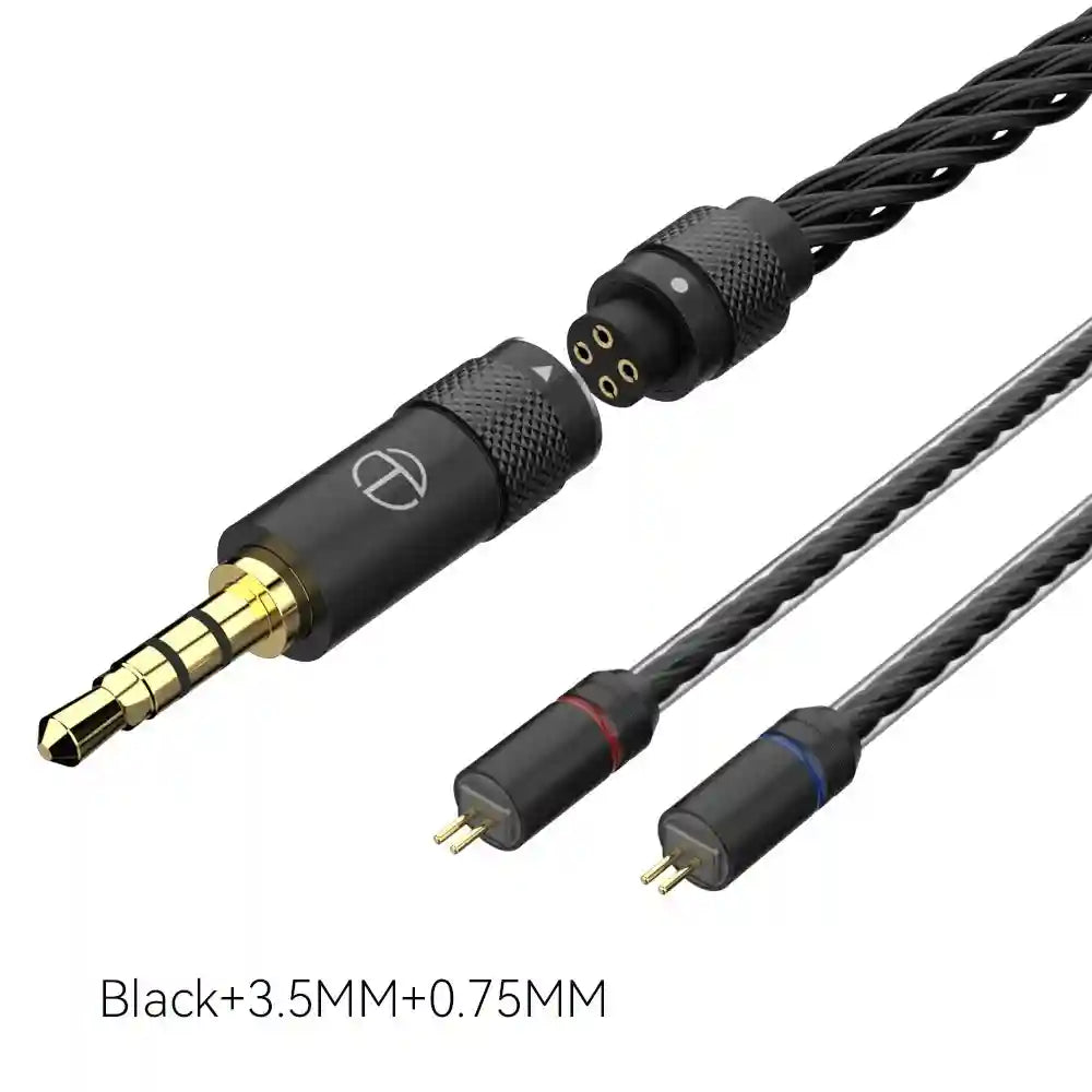 16-Core Silver Plated Replacement Cable for HiFi Headphones Black 0.75 3.5 Tidesmit