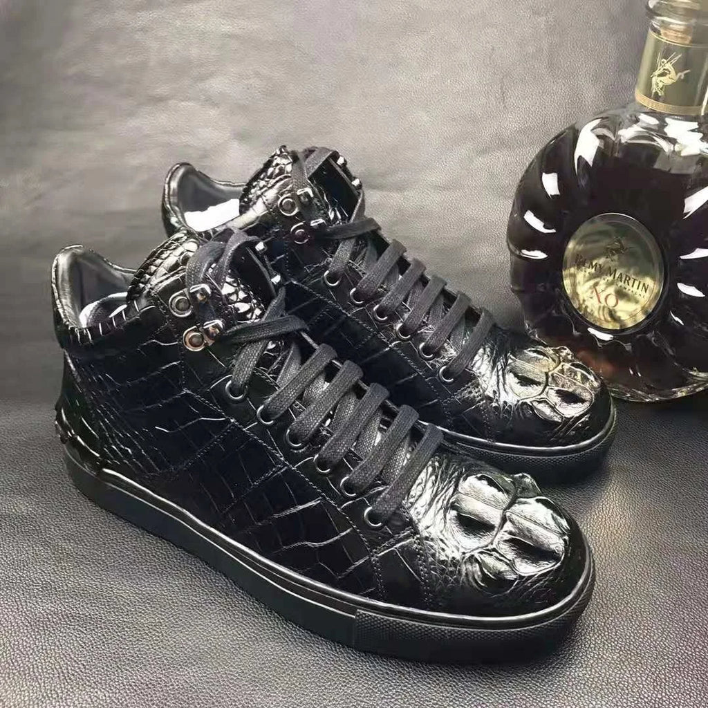 High End alligator Sneaker Men's Shoes Pure crocodile Leather Business Mens Skateboard Shoes Goodyear Luxury Wedding Shoes Men