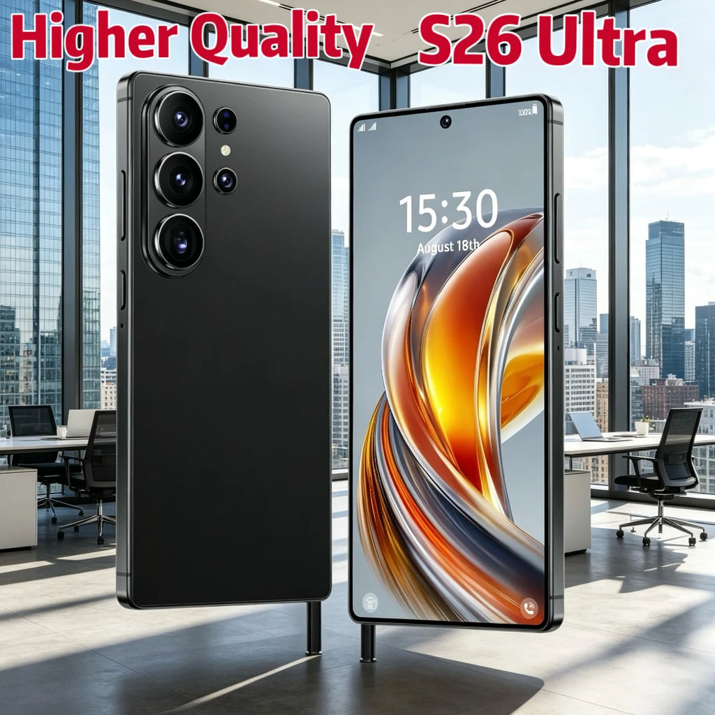 Tidesmit S26 Ultra 5G Smartphone with 7.7 inch screen, 22GB RAM, 2TB storage, and S-Pen, running Android 15.