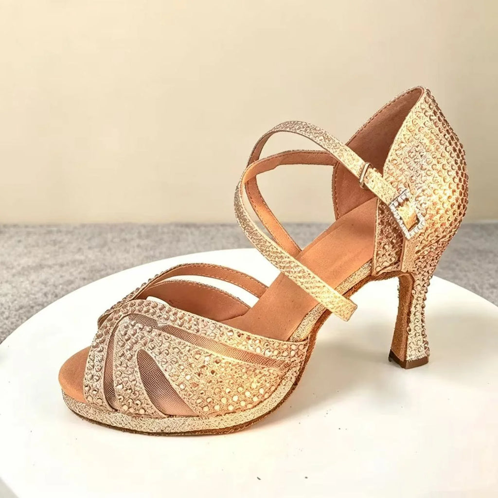 Sexy Strap Salsa Latin Dance Shoes Ballroom Jazz Tango Party Dancing Shoes Sandals with Suede Sole Indoor