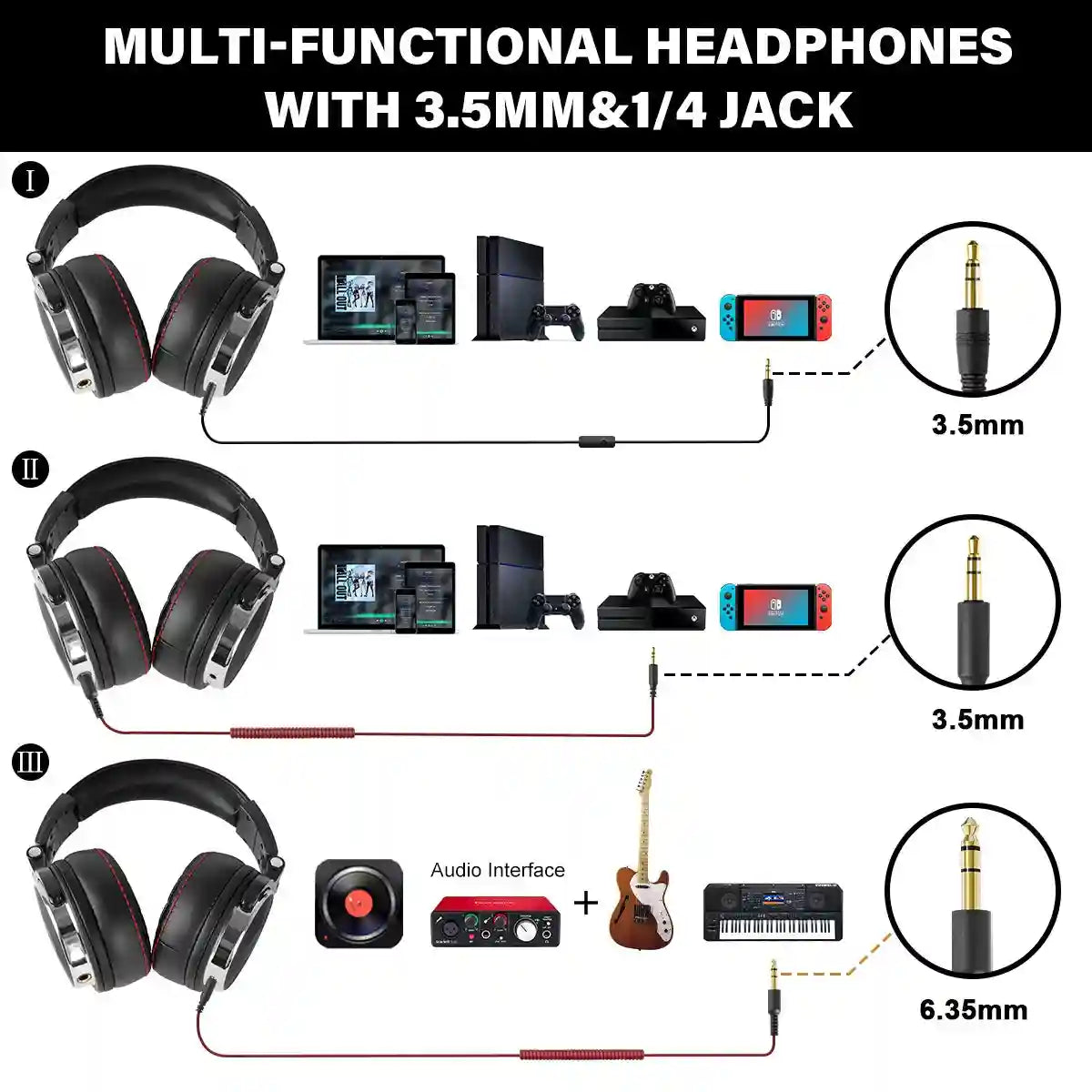 Studio Monitor Over-Ear Headphones - Foldable Pro Audio Tidesmit Tidesmit
