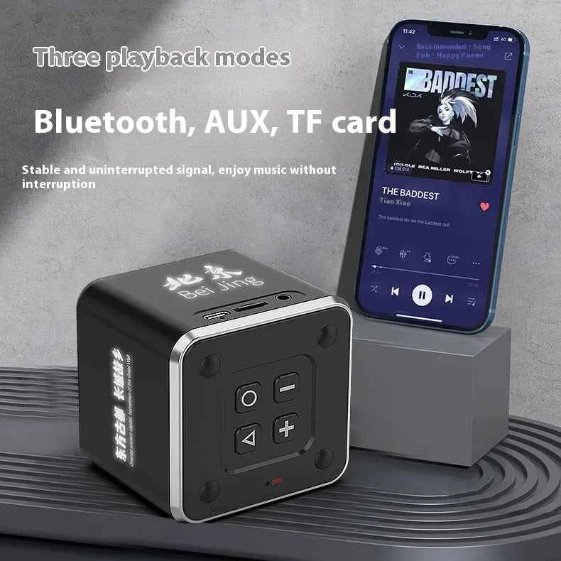 Mini Cultural and Creative BT Speaker Four Custom Sided Luminous Pattern Portable Music Box Audio Player Promotional Gift My Store