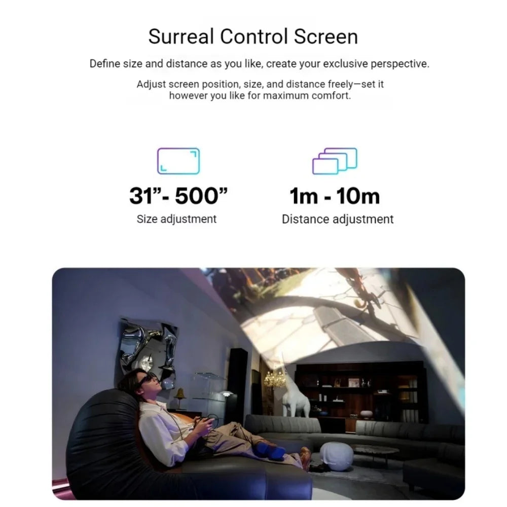 XREAL 1S Smart AR Glasses Native 2D to 3D Virtual Reality 3DoF Spatial Hover 500" Portable Giant Screen 52 FOV Movie Viewing