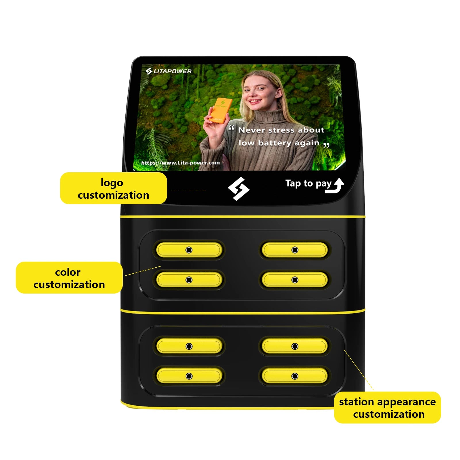 Latapower WIFI/4G/Shared Power Bank Rental Stations Portable Phone Charging Station Kiosk Vending Machine Tidesmit