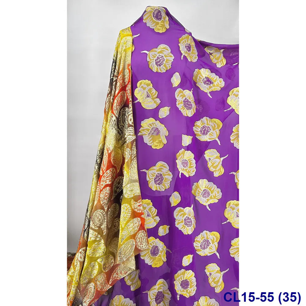 Lisami RTS Luxury Silk Fabric Elegant Multi-Color 3D Metallic Handcut for Dresses Weddings and Curtains