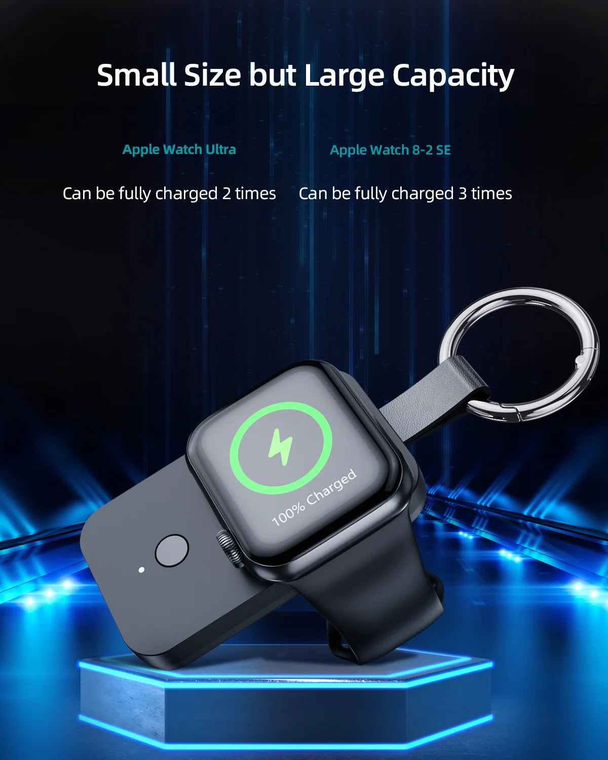 Power bank charger-KC Certified V9 Portable 1000MA Magnetic Watch Power Bank High Capacity 5W Keychain Watch Wireless Charging Power Bank Tidesmit