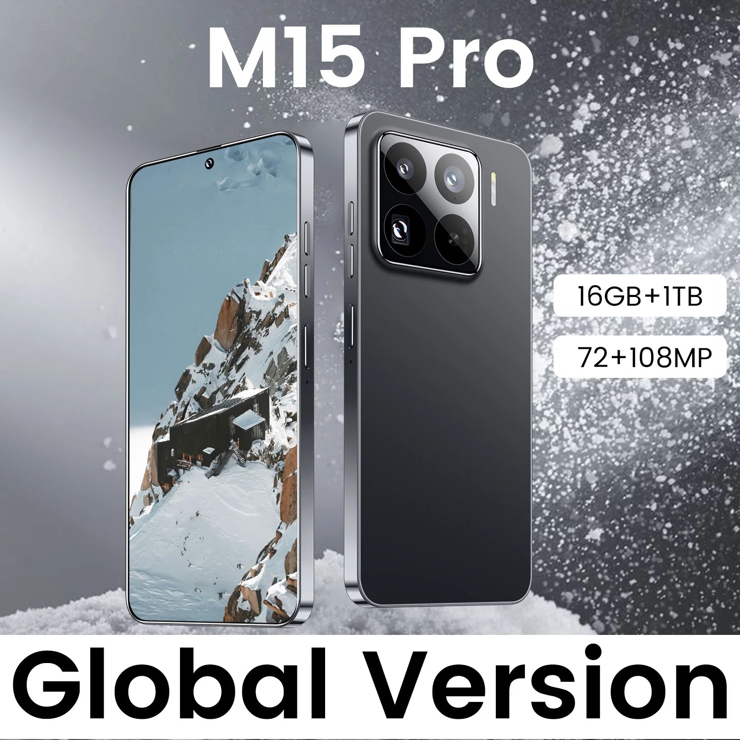Wholesale M15 Pro 5G Smart Phone Unlocked Android 14 with Face Recognition 4G/5G 16GB+1TB Mobile Phones Cellphone Tidesmit