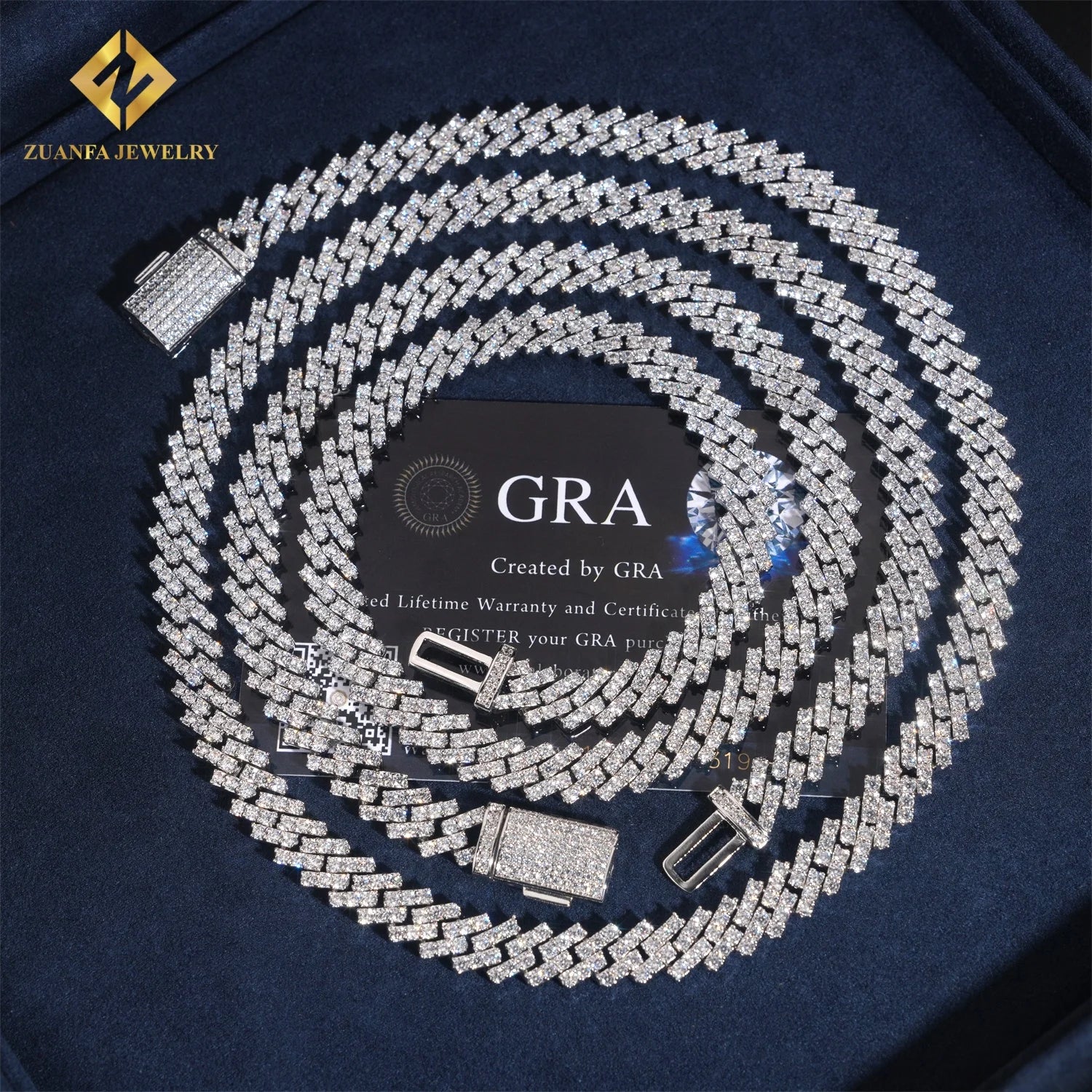 Pass Diamond Tester 925 Silver Moissanite Diamond Fine Jewelry Iced Out 8mm Cuban Chain Hip Hop Moissanite Cuban Link Chain