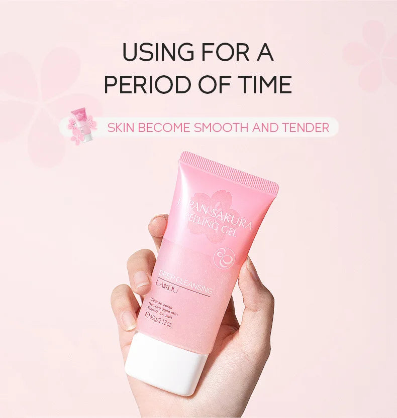 Sakura Exfoliating Face Scrub Gel - Deep Pore Cleanser for Smooth Skin Scrubs Treatments Tidesmit