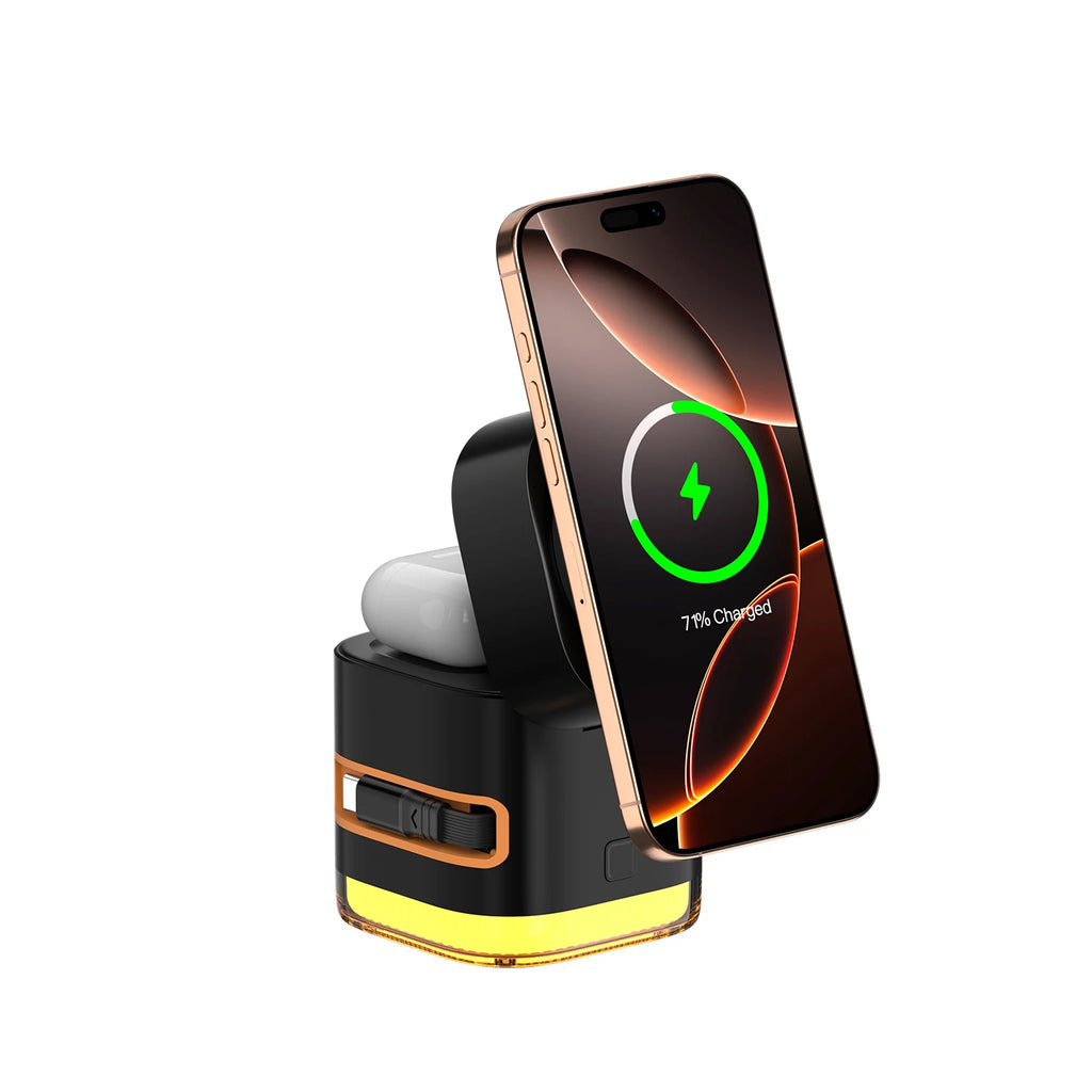 65W 5-in-1 Wireless Fast Charger Night Light Desk Table Charger Multifunction USB C Charging Docking Station Wireless Adapter Tidesmit