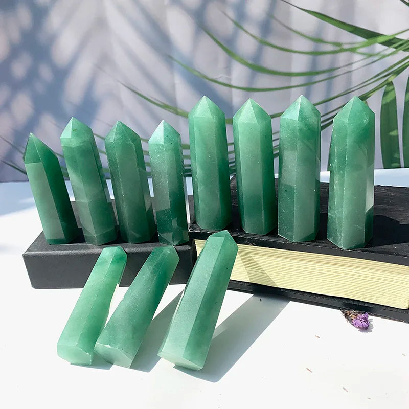 Wholesale Natural Green Aventurine Tower Point Carved Clear Quartz Healing Crystal for Art & Collectible Feng Shui