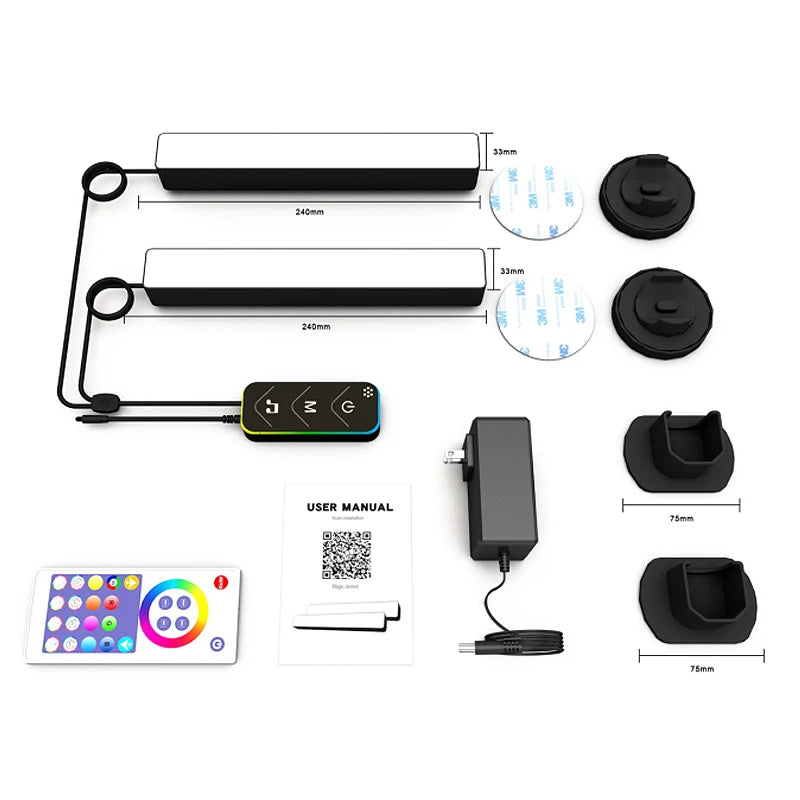 24W RGBIC TUYA LED Ambient Light Smart Home Decoration Compatible with Alexa Google Home IFTTT Remote Control White Shade Tidesmit