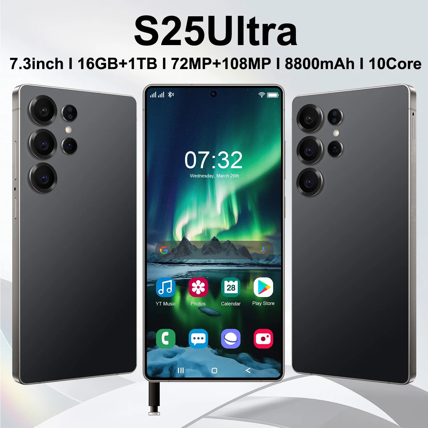 S25Ultra Smart Phone 16GB+1TB WiFi Unlock LTE Gaming Cellphone with 108mp Rear Camera French Language Cheap Wholesale Tidesmit