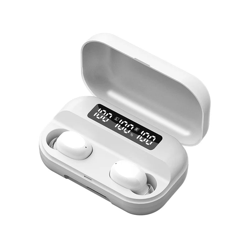 Hot New Custom Tws Wireless Headphone Earphone Sports Waterproof Touch Headset Led Display Earbuds White Tidesmit