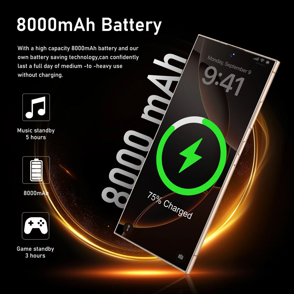 8+256GB Smartphone Android Cell Phone Mobile Phones Original Cellphone 7.3 Inch 4G 5G GSM WiFi Touch Screen Smart Phone Tidesmit