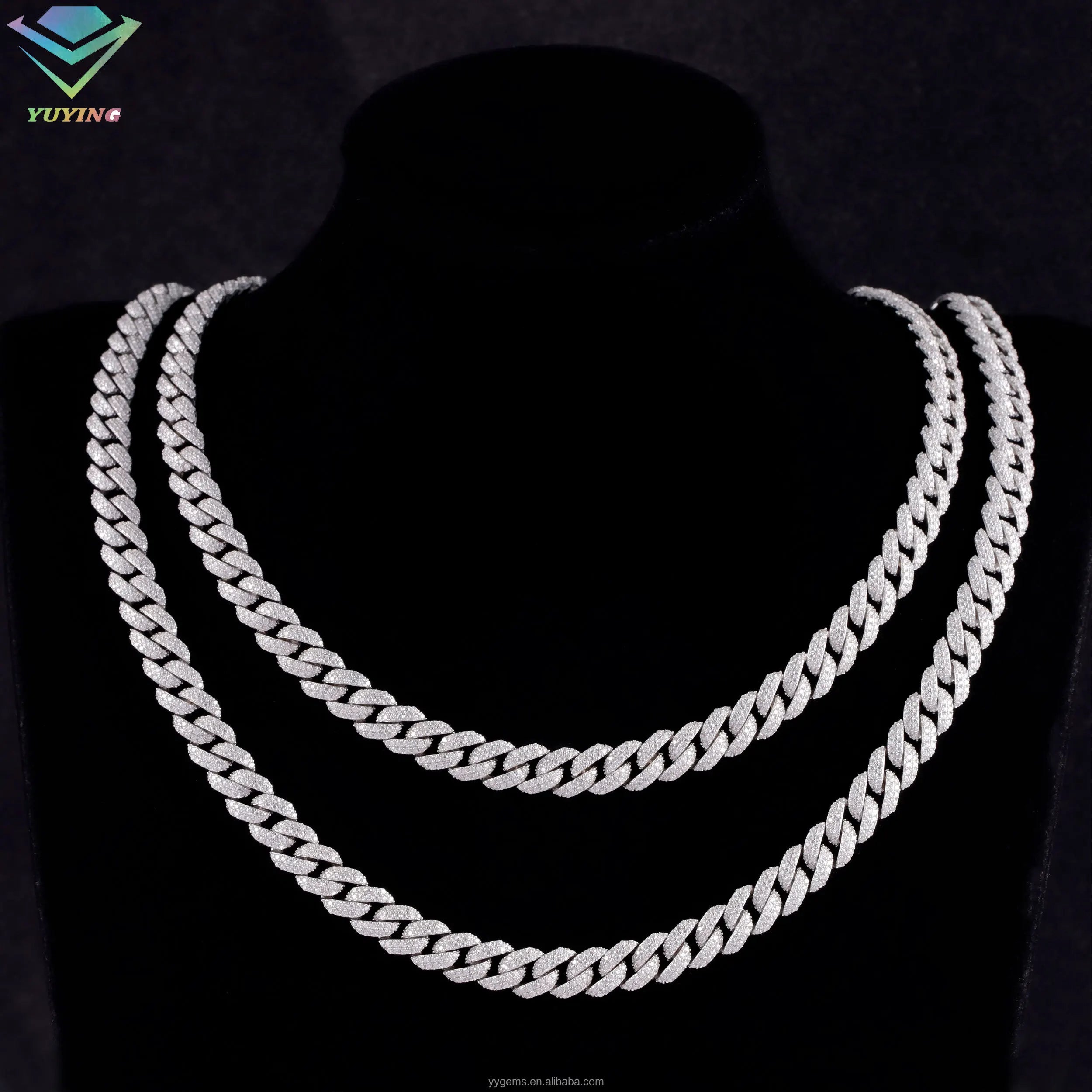 Wholesale Hip Hop Jewelry 8mm 10mm 12mm VVS Diamond Necklace Dropshipping Silver Iced Out Cuban Link Moissanite Chain