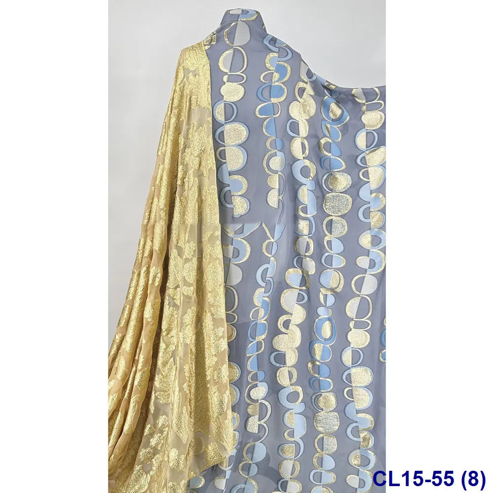 Lisami RTS Luxury Silk Fabric Elegant Multi-Color 3D Metallic Handcut for Dresses Weddings and Curtains