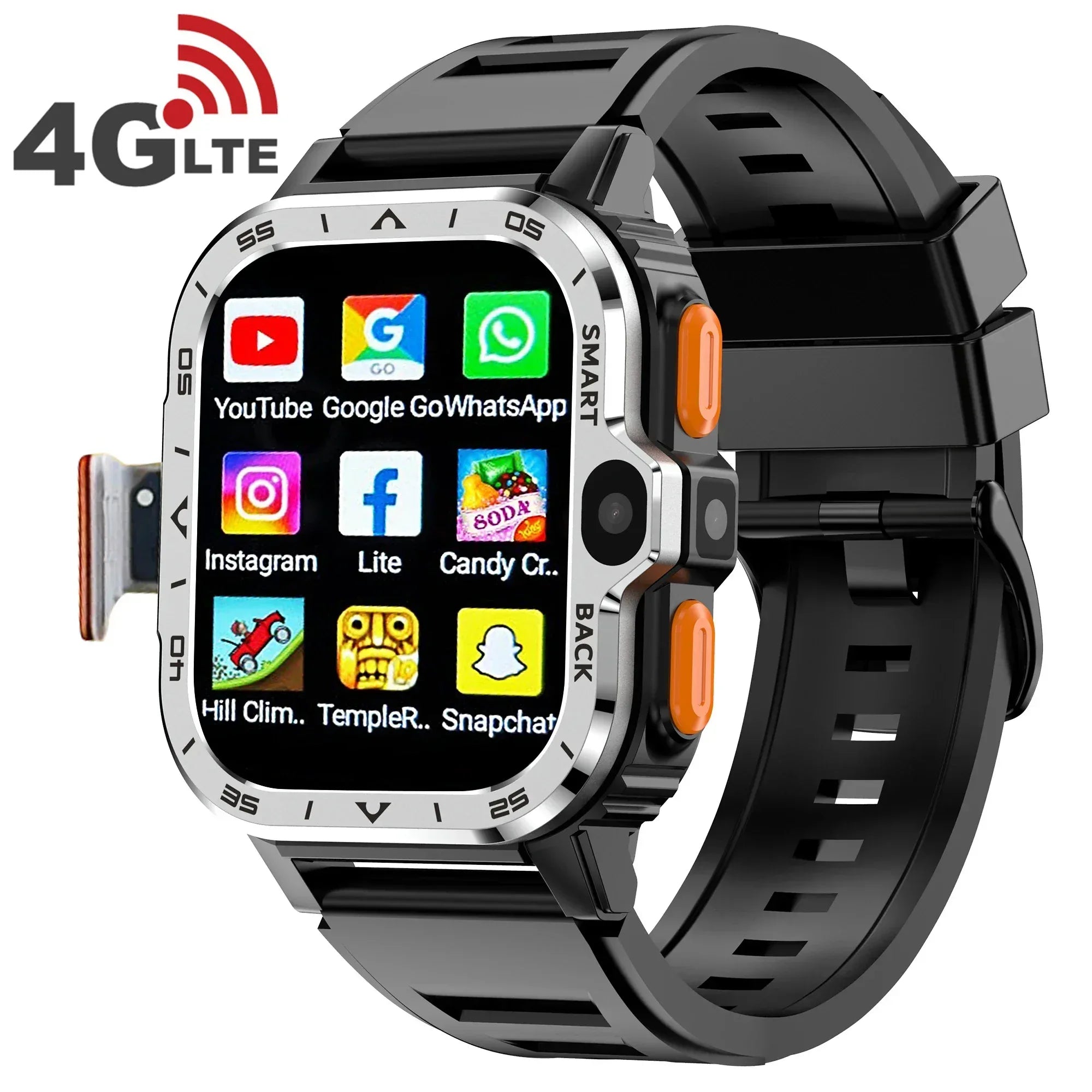 PGD 4G Android Smart Phone Watch RAM 2GB ROM 16GB SIM Card Dual Camera WiFi GPS Waterproof Smartwatch - Tidesmit