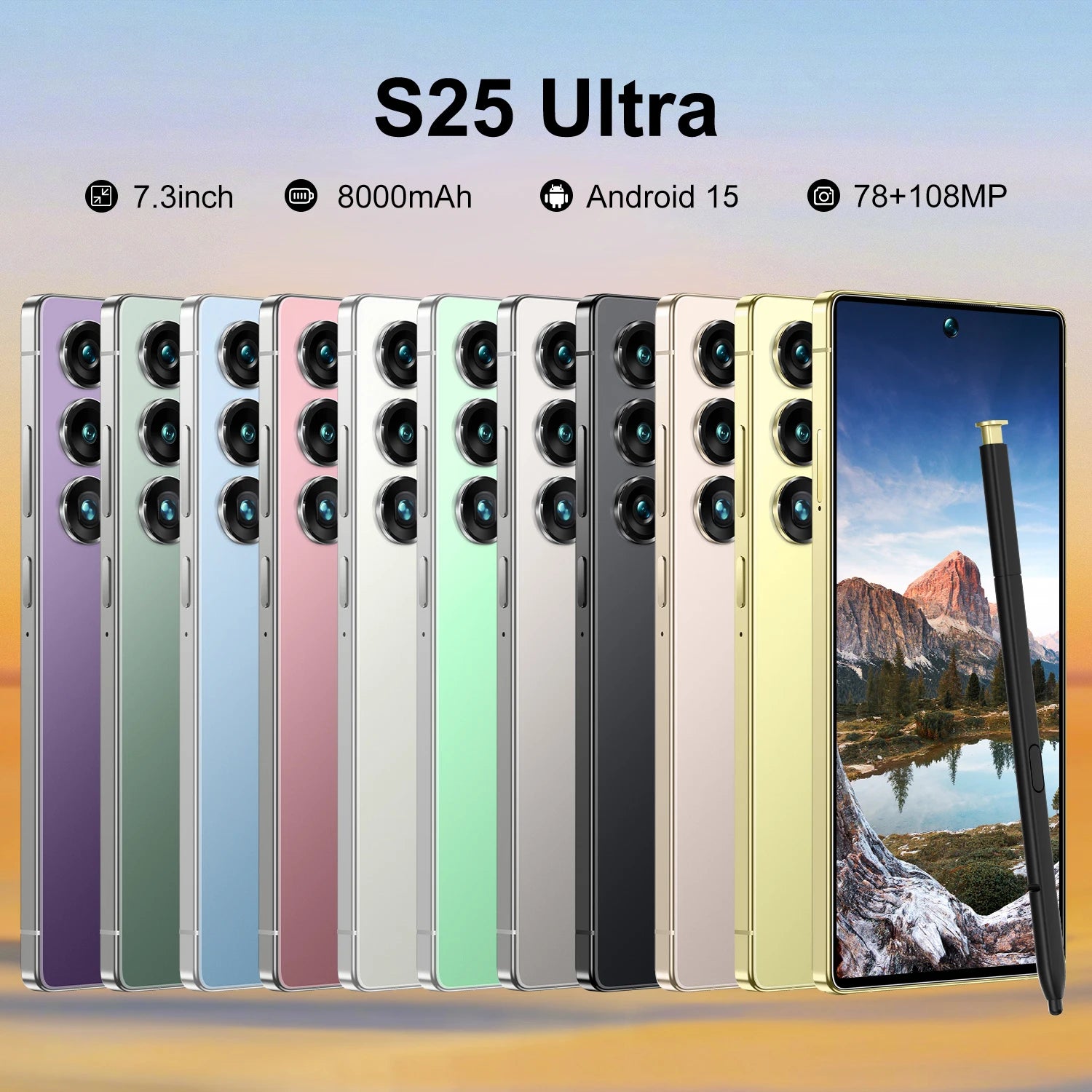 S25 Ultra 5G Smartphone, 22GB RAM, 2TB ROM, 7.3 Inch AMOLED Display Tidesmit