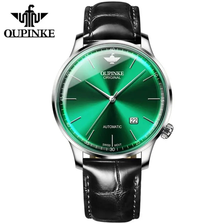 OUPINKE 3269 Original Luxury Ultra Thin Watch Men Automatic Mechanical Slim with Date Brand Leather Wristwatch Relogio Masculino