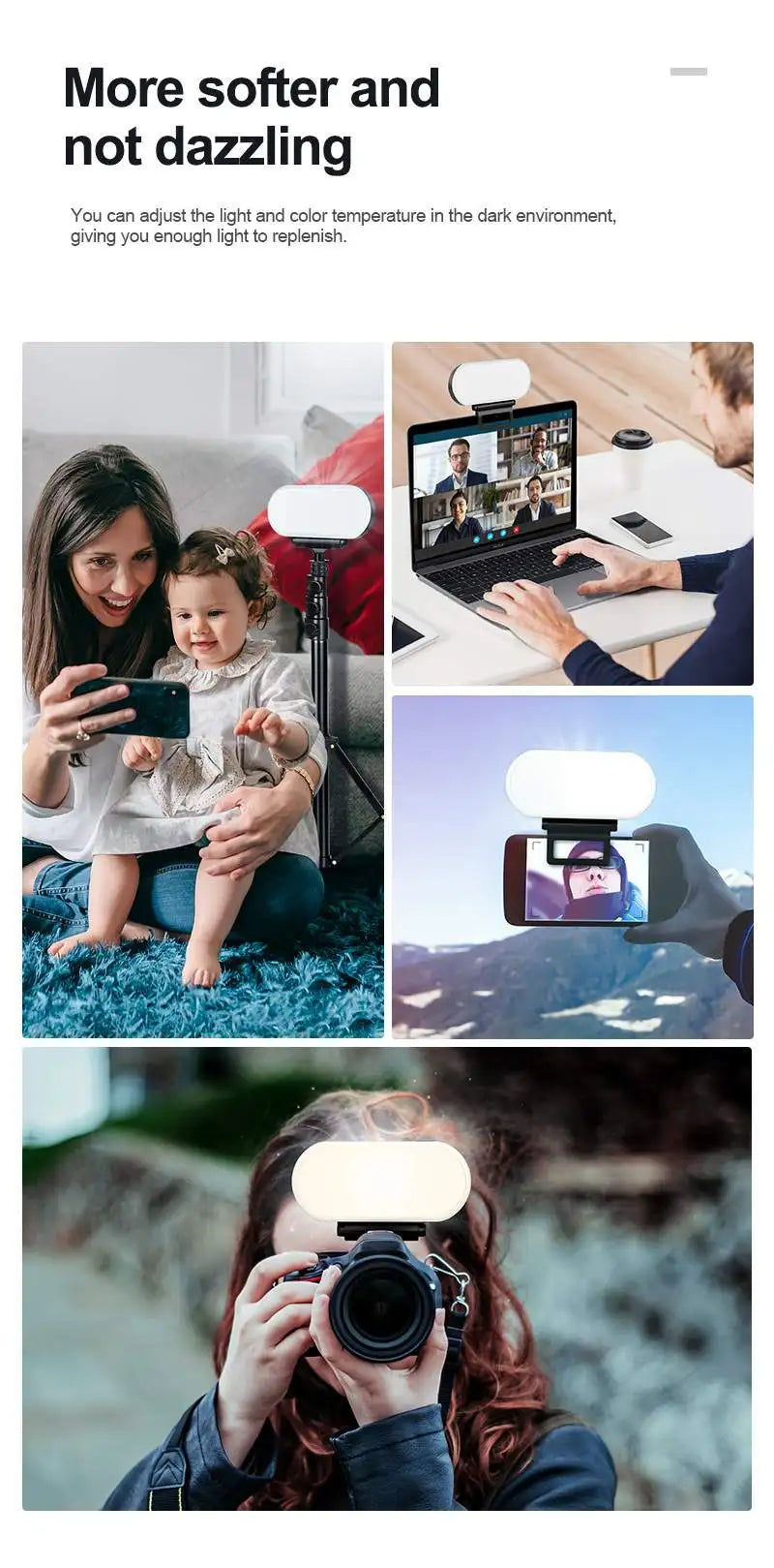 Mini Rechargeable Live Stream V-log Phone Fill Light Camera Portable Led Video Light Phone Selfie Ring Light Tidesmit