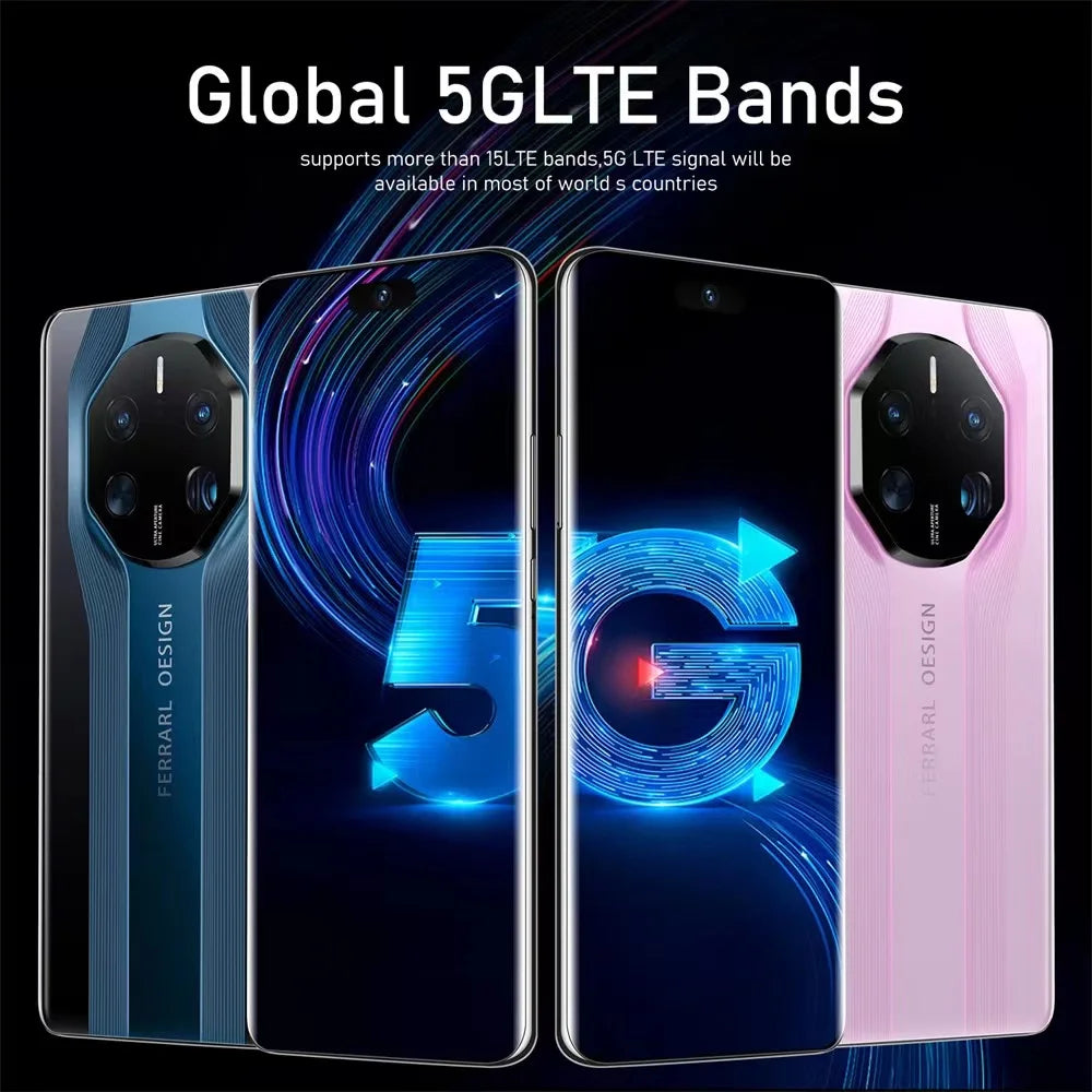 2022 Hot Selling Mate 40 Pro+ Mate 50 12GB+512GB 7.3 Inch Full Display Deca Core CPU Android 10.0 Mobile Cell Smart Phone 3G 4G Tidesmit