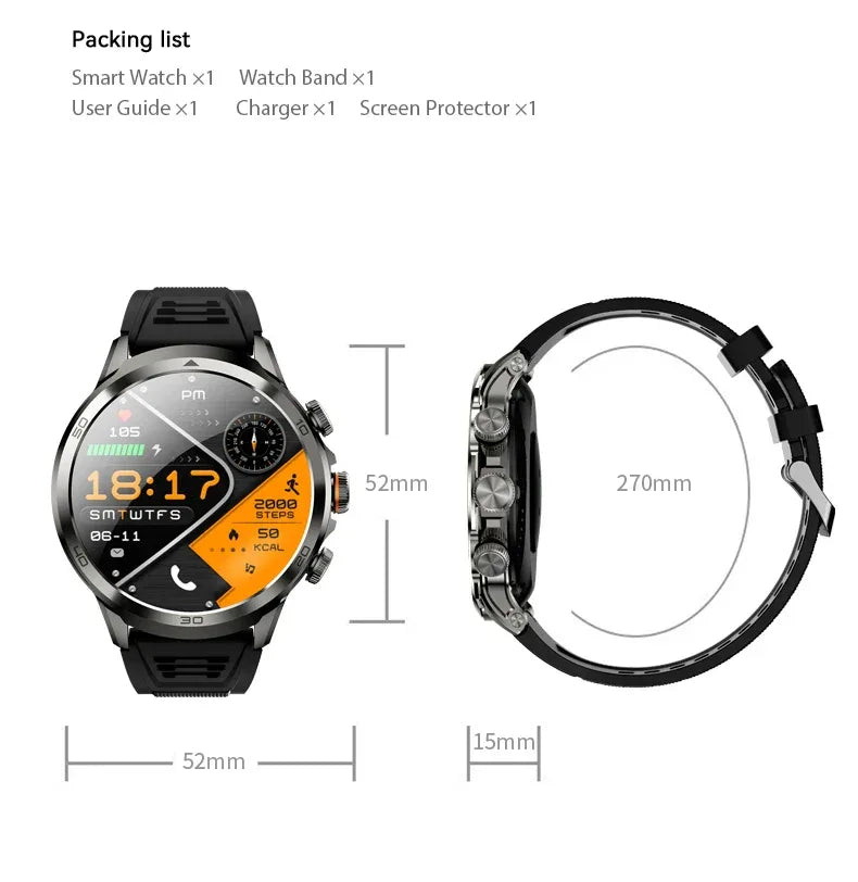 2025 Amoled Smart Watch H19 Sim Card HD Video Call Heart Rate 1.95inch Screen Rotating Camera 1990mA 4G SmartWatch - Tidesmit
