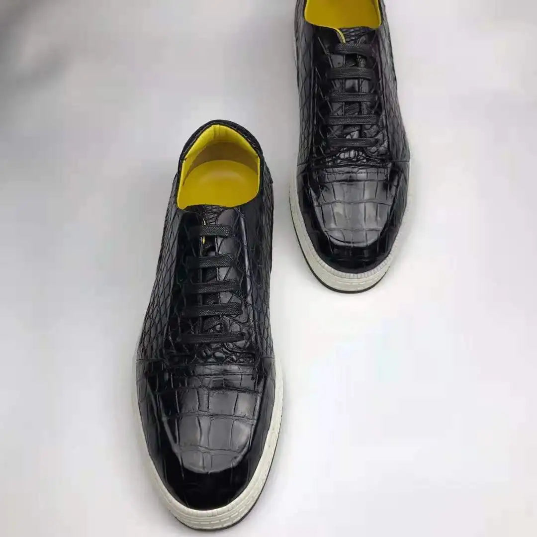Latest Handmade Genuine Crocodile Leather Men's Sneakers Shoes Skateboard Branded Shoes Men Sneaker Luxury Casual Shoes Men