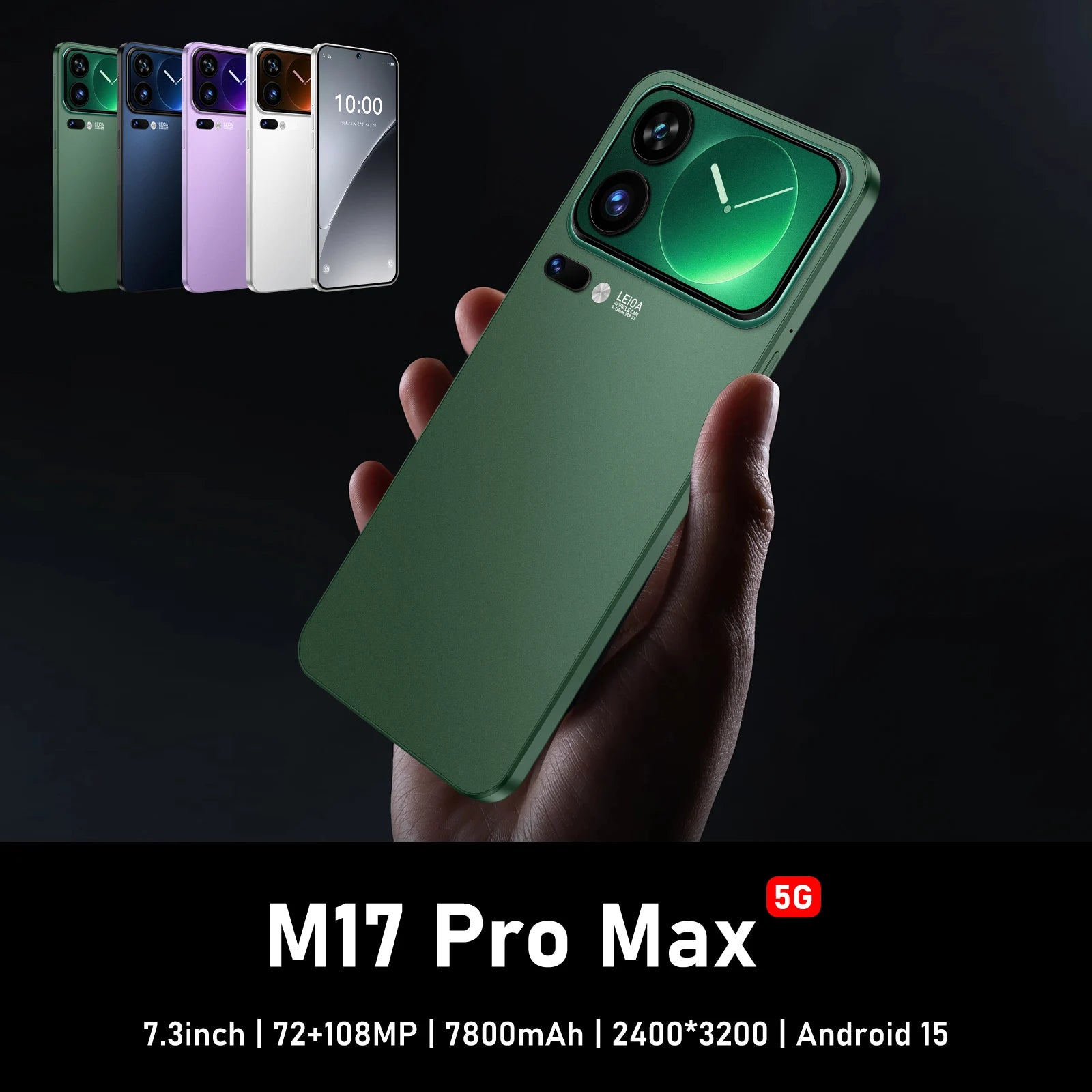 2026 Global M17 Pro Max 5G smartphone with 7.3-inch OLED display, 16GB RAM, 1TB storage and dual high-res cameras
