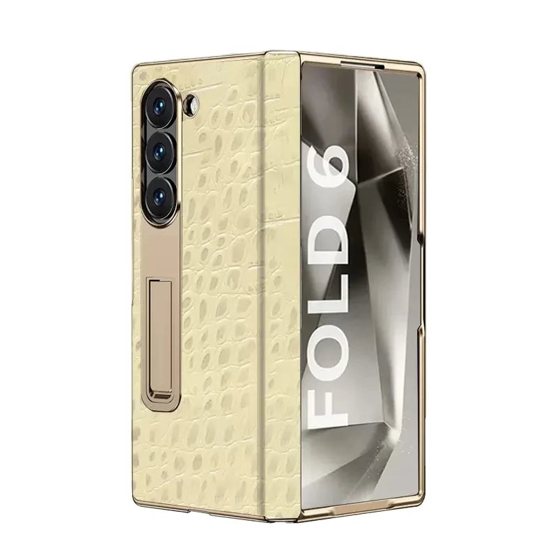 Samsung Galaxy Z Fold 6 Crocodile Leather Case with Screen Protector Tidesmit
