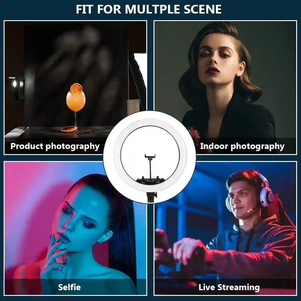 18 Inch RGB Ring Light with Tripod Stand - Professional LED Lighting Tidesmit