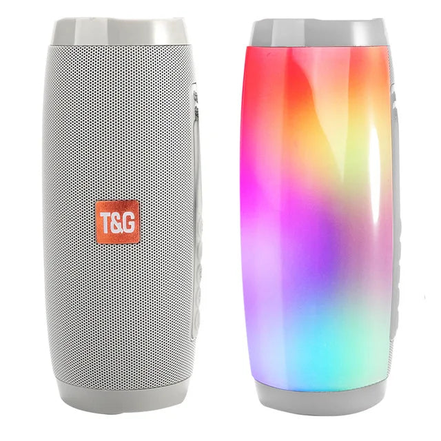 Bluetooth Speaker -Shenzhen TG157 Blue Tooth Column Box Desktop Table Speaker Waterproof Portable Outdoor Super Bass Loud Speakers With LED TG 157 Silver My Store