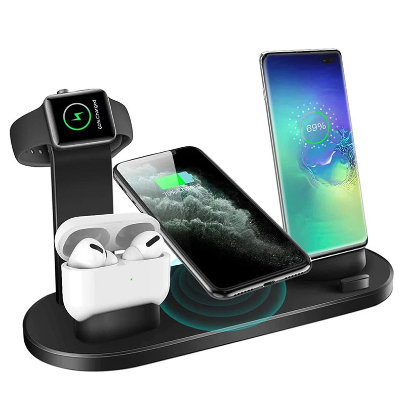 Multifunctional Desktop Dock Charger 4 in 1 Wireless Charger,15W Fast Wireless Charging Dock Station Phone Holder Chargers Tidesmit